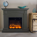 Camino Elettrico da Pavimento 113,7x102,2x28,2 cm Effetto Fiamma 1500W Sined Cetona Grigio