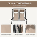 Dondolo da Giardino 2 Posti con Tetto Parasole 170x136x170 cm in Acciaio e Poliestere Beige