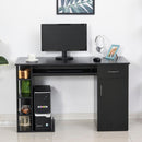 Scrivania da Ufficio Porta PC 120x60x74 cm con Mensole Ripiano Tastiera  Nera