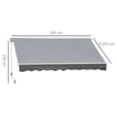Tenda da Sole Avvolgibile a Parete 295x245 cm in Alluminio e Poliestere Grigio