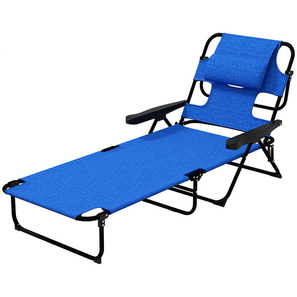 sconto Lettino Prendisole da Giardino Pieghevole 72x194x31 cm in Acciaio e Tessuto a Rete Blu Scuro