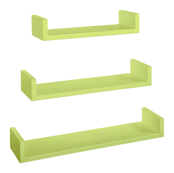 online Lot de 3 étagères murales 60-50-40x15,5x8 cm en fibre de bois Magnet vert