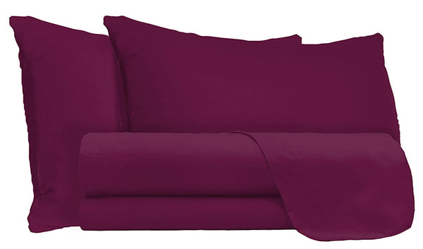 prezzo Ensemble de draps doubles dessus et dessous et taies d'oreiller de couleur unie prune