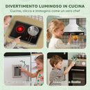 Cucina per Bambini 3-8 Anni 160x32x97,5 cm con Piano Girevole Fornelli Luci e Suoni Forno e Microonde in MDF e Legno di Pino Verde Chiaro      