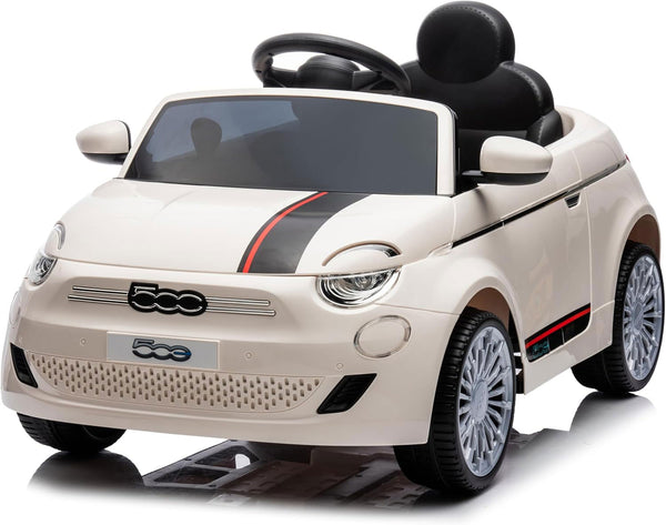 Macchina Elettrica per Bambini Licenza Fiat 500 12V con Telecomando Bianco sconto