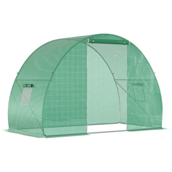 Serre tunnel 150x300x200 cm avec porte enroulable et fenêtres vertes acquista