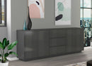 Credenza 4 Ante + 3 Cassetti 220,1x41,4x86 cm Bloom Grigio Antracite Laccato Lucido