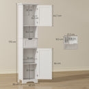 Mobile Colonna Bagno 40x30x170 cm con 2 Armadietti con Sensore Ripiano Aperto e Cassetto in Legno Bianco      