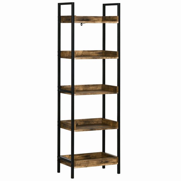 Bibliothèque 5 étagères 48x30x155 cm en bois et métal marron rustique prezzo