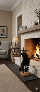 Set Camino 4 Pezzi  in Ferro Verniciato Nero Opaco