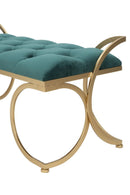 Panca Glam Luxy Verde 103x43x47 cm in Ferro e MDF e Spugna e Poliestere Verde e Oro