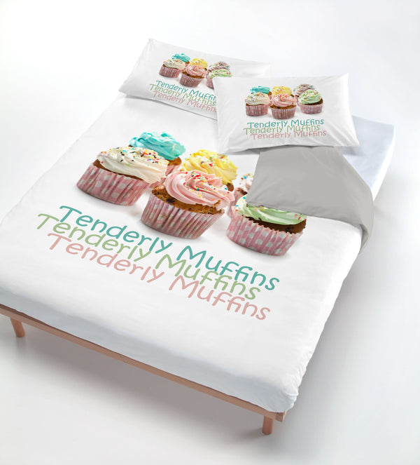 acquista Housse de couette avec imprimé sur le sac et taies d'oreiller Muffins Heart