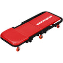 Lettino Sgabello Sottomacchina 2 in 1 per Meccanico Officina Struttura in Acciaio Rosso      