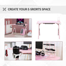 Scrivania da Gaming 110x59x75 cm in MDF e Metallo Rosa