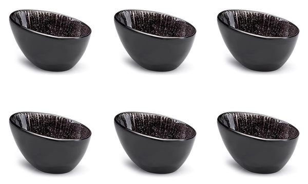 online Set 6 Bols Obliques 10,5x7,5x6 cm en Grès Kaleidos Sirius Noir