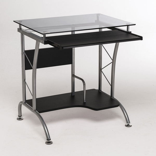 prezzo Bureau d'Ordinateur PC en Acier et Verre Plateau Coulissant Fumer Pomme Gris/Noir