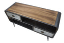 Porta Tv Illinois 120,5x40x61 cm in Ferro e Legno di Abete Grigio e Grigio e Naturale