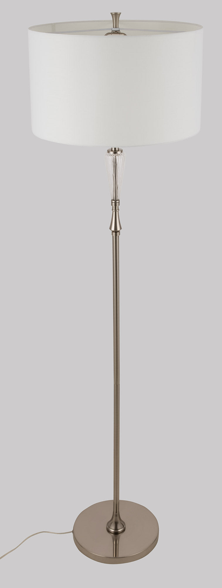 Lampada da terra Neoclassic in Metallo e Vetro Alicante Nickel