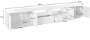 Mobile TV 4 Ante 2 Cassetti 260x41,4x46 cm Bloom Grigio Antracite Laccato Lucido