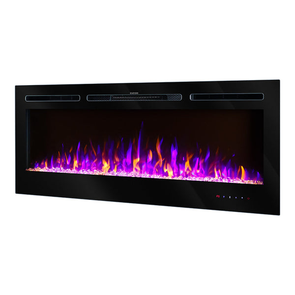 Camino Elettrico da Incasso 54,4x128x14 cm Effetto Fiamma 1500W Hermes Nero online