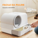 Lettiera per Gatti Chiusa con Coperchio 59x39,5x39,5 cm Vassoio e 2 Sacchetti di Carbone in PP Bianco e Grigio      