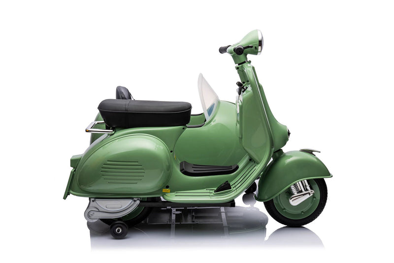 Moto Elettrica per Bambini Licenza Piaggio Vespa Sidecar 12V Verde  