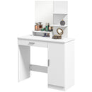 Consolle Trucco 90x38x138 cm con Specchio Cassetto e Mobiletto in Truciolato Bianco   