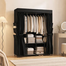 Armadio in Tessuto Salvaspazio 130x45x167 cm con 3 Aste 3 Ripiani 6 Tasche Laterali Ante Antipolvere con Zip in Tessuto Non Tessuto Nero      