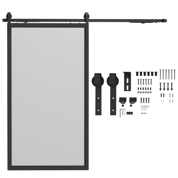 online Kit Porta Scorrevole 90kg max Salvaspazio 244x0,5x4 cm in Acciaio al Carbonio con Accessori Nero