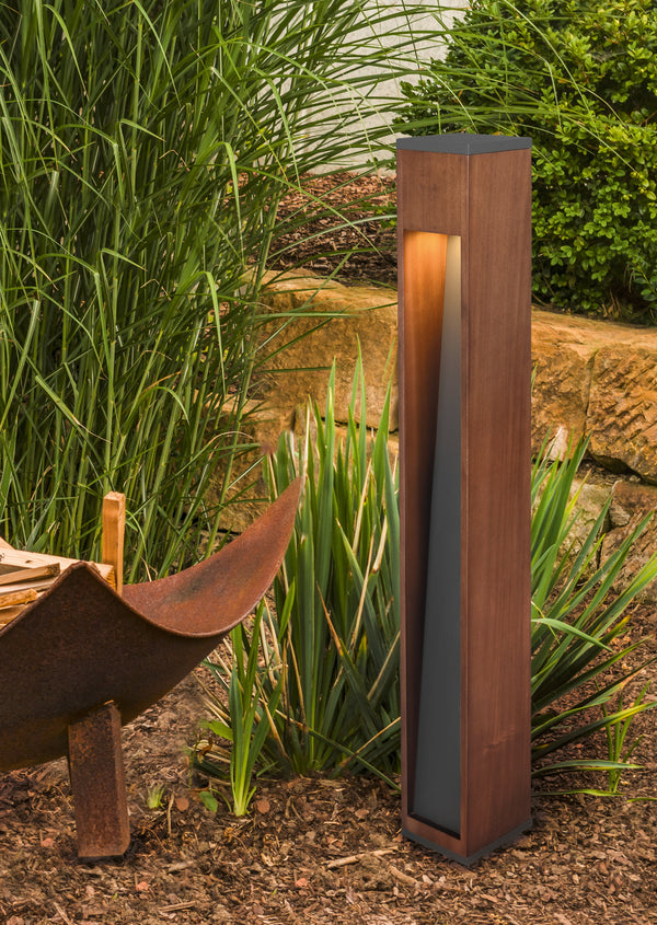 Mât LED d'extérieur en bois naturel sconto