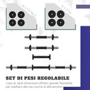 Set 2 in 1 con 2 Manubri Convertibili in Bilanciere 95x20x20 cm Peso Totale 15 kg e Dischi Regolabili in Acciaio Plastica e Sabbia Rosso      