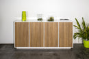 Credenza 4 Ante 180,1x41,4x86 cm Bloom Bianco Lucido e Noce