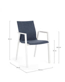 Set 4 Sedie da Giardino 55,5x60x83h cm con Braccioli Odeon Bianco Denim