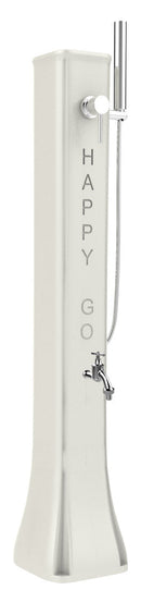 Mini Doccia Solare da Giardino Lavapiedi Miscelatore e Doccetta Mobile Arkema Happy Go Bianco