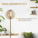 Lampada da Terra in Acciaio Colore Legno Ø38x160 cm 