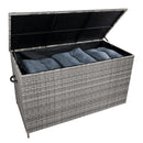 Set Salotto da Giardino 240x186x70 cm ad Angolo con Tavolo e Box Contenitore in Rattan Grigio