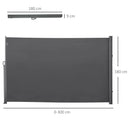 Frangivista da Giardino Estensibile 300x180A cm Poliestere Anti UV e Alluminio Grigio   
