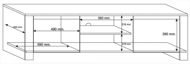Mobile TV Top in Pietra 2 Porte 2 Nicchie 56x181x51cm TFT  Elba Quercia e Pietra Scura
