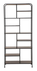 Libreria Essential 80x30x180 cm in Ferro e MDF Nero e Marrone