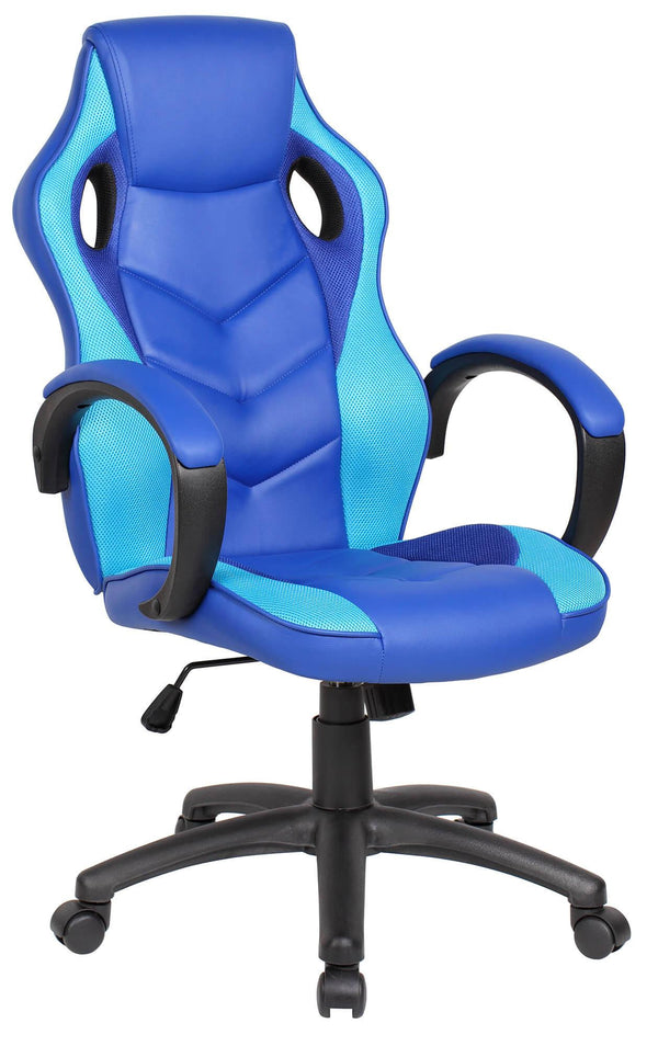 acquista Chaise Gaming Ergonomique 61x66x116 cm en Similicuir Bleu et Bleu Clair