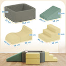 Set di 7 Costruzioni Morbide per Bambini 3-6 Anni 174x174x30 cm con Rivestimenti Lavabili in Velluto a Coste Multicolore      