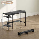 Scrivania Moderna con Supporto per Monitor e Ripiani a Giorno Regolabili 120x48x85,5 cm in Legno e Acciaio Nero 