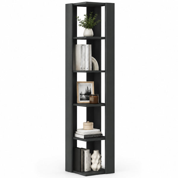 Libreria Angolare 34x34x161 cm Scaffale Salvaspazio 5 Ripiani in Legno Antracite prezzo