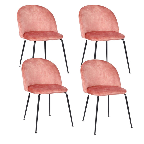 Lot de 4 Chaises Rembourrées 45x55x79 cm en Velours Rose Clair online