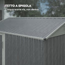 Casetta Box da Giardino 209x177x236 cm Superficie da 3,51m² con Prese d'Aria e Porta Bloccabile in Acciaio Argento      