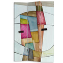 Paravento Separè 3 Pannelli 180x120 cm Stampa Fronte Retro Quadro Astratto in Legno Multicolore      