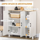 Credenza da Cucina 90x30x90 cm a 3 Ante Ripiani Regolabili Stile Minimalista Nordico in Legno Bianco      