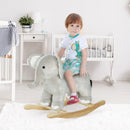 Cavallo a Dondolo per Bambini in Legno e Peluche Elefante Grigio  