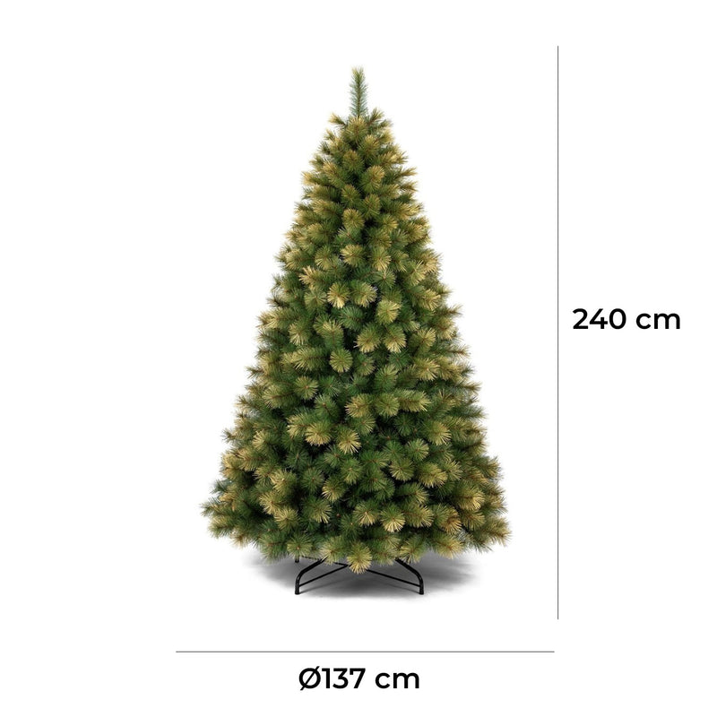 Albero di Natale Artificiale Realistico Folto 240 cm 1050 Rami Verde Punte Oro