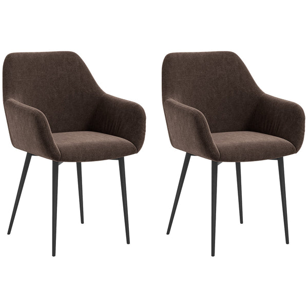 online Set 2 Sedie Imbottite Stile Nordico 54x57x80 cm Tessuto Effetto Velluto Marrone